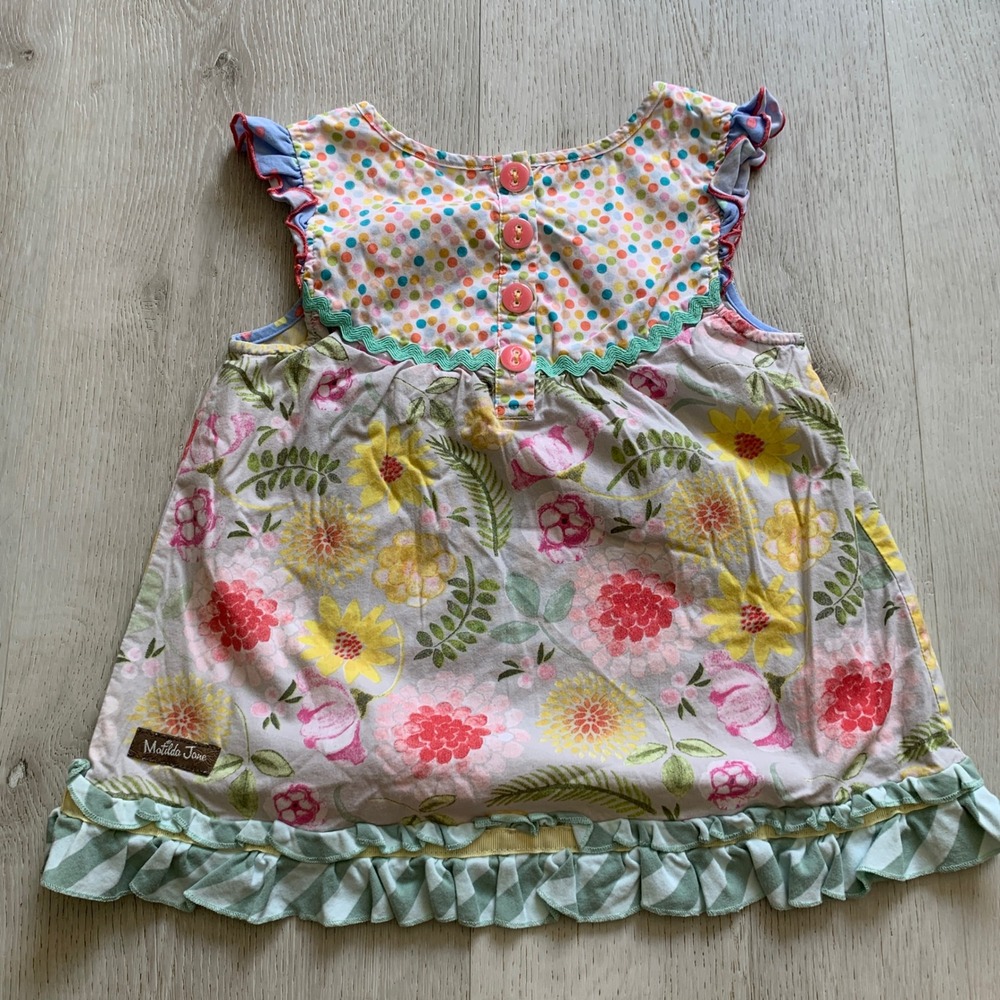 Matilda Jane Girls Floral Polka Dot Mixed Print Ruffle Dress Cottagecore Boho